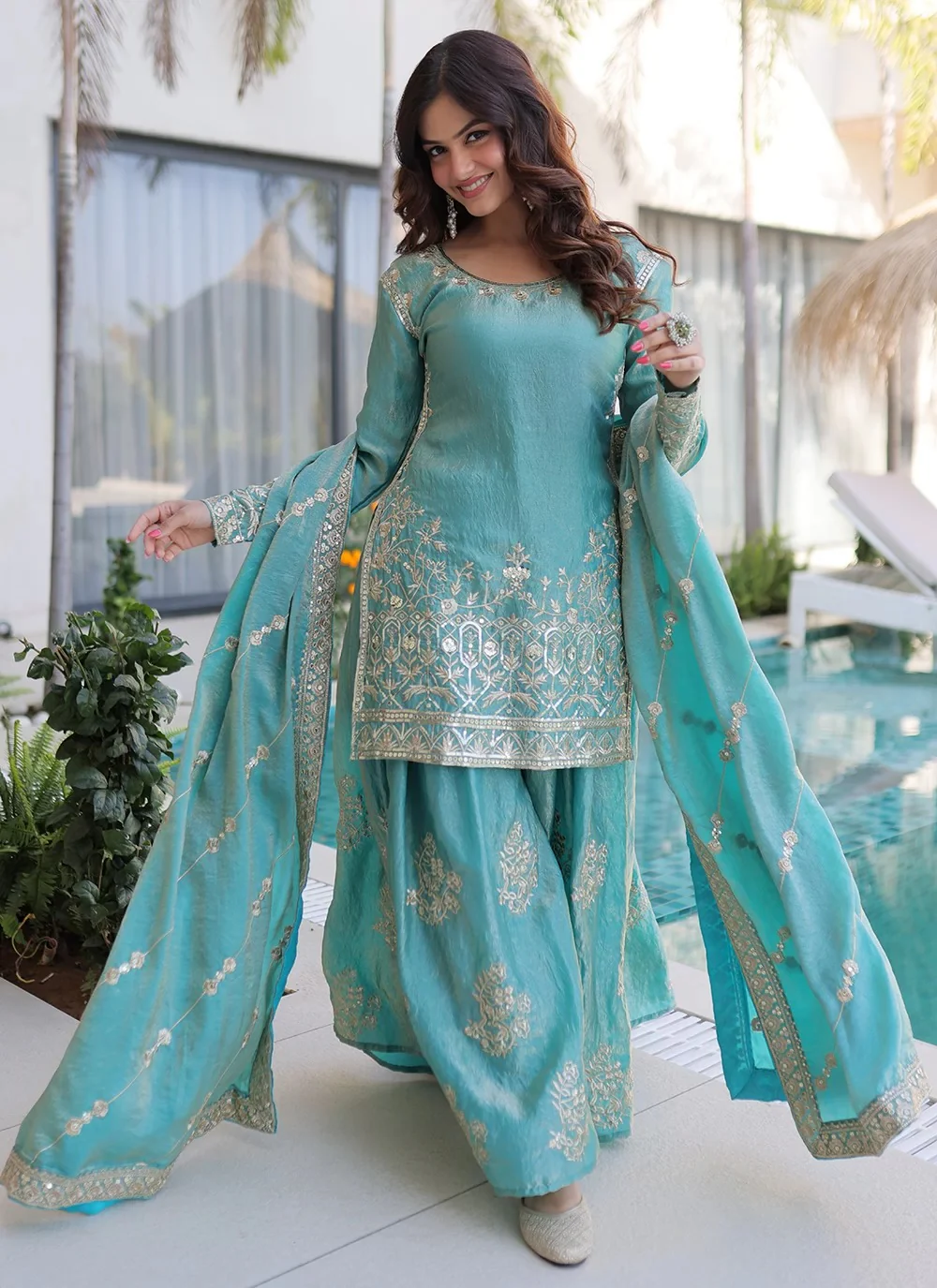 Floral Designed Garara Two Piece Set for Women